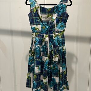 Floral Plaid Sleeveless Dress